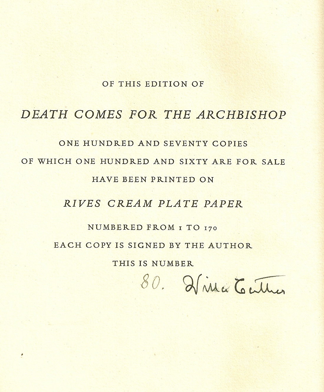 Death comes for the archbishop willa cather first illustrated edition